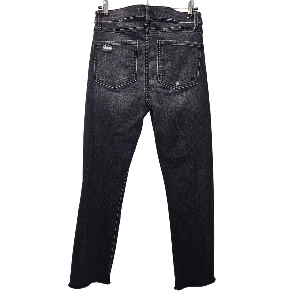 Fidelity Black Washed Crop Flare‎ Jeans Size 28 Raw Hem Distressed Edgy Neutral - Picture 5 of 13